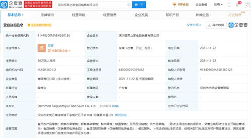百果園斥資50萬元于深圳成立食品銷售公司